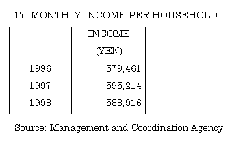 17. Monthly income per household