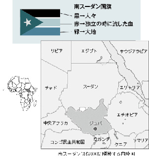 「南スーダン共和国の位置」