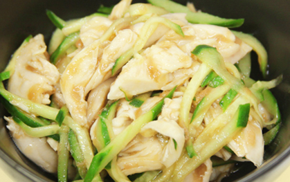 Shredded Chicken breast and  Cucumber with Plum meat dressing 