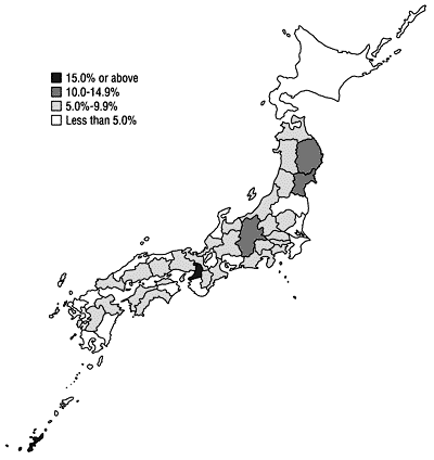 Ratio of women members on committees, etc. (by prefecture)