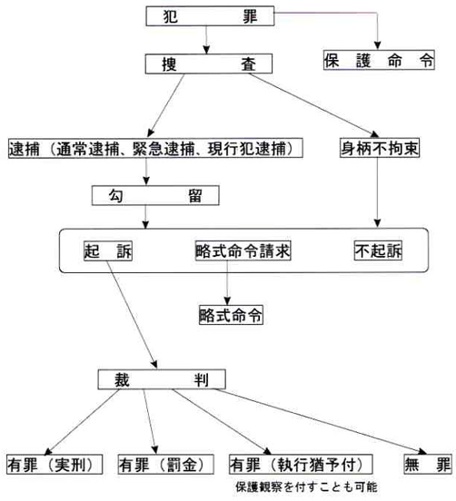 画像：我が国における刑事手続及び保護命令の流れ