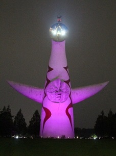 万博記念公園「太陽の塔」／大阪府（11/12）のパープル・ライトアップ