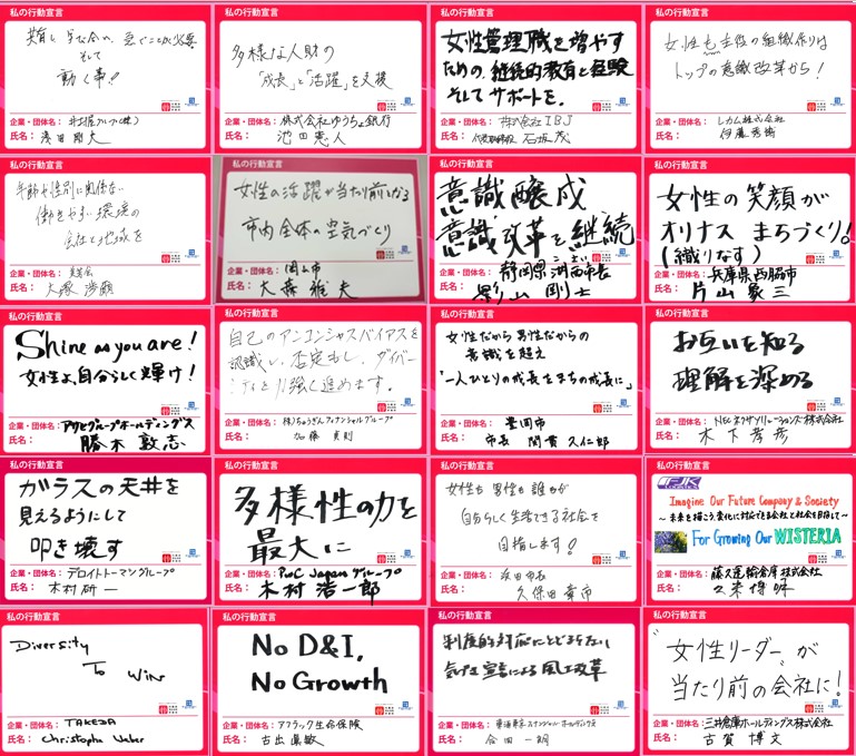男性リーダーによる「私の行動宣言」 　（※氏名五十音順）1