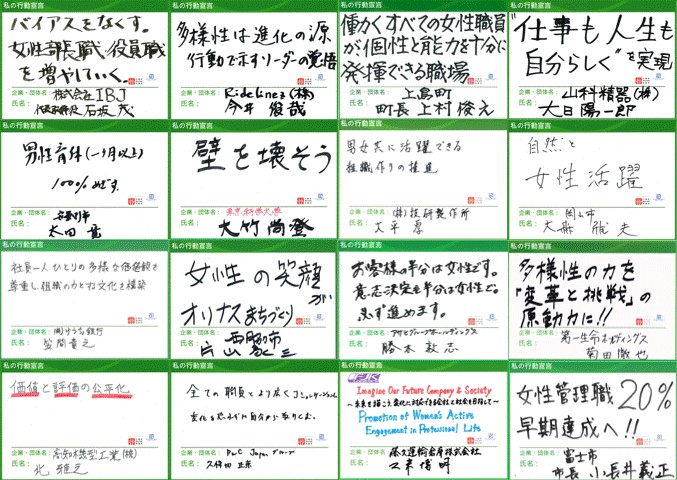 男性リーダーによる「私の行動宣言」 　（※氏名五十音順）1