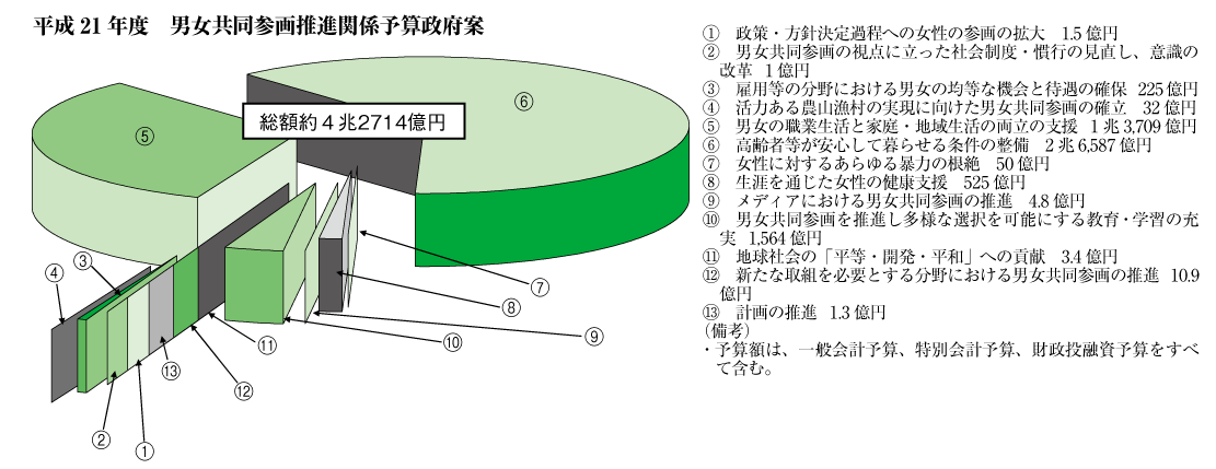 平成21年度　男女共同参画推進関係予算政府案