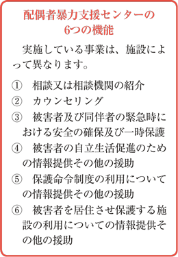 配偶者暴力支援センターの6つの機能