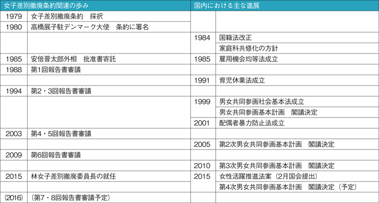 女子差別撤廃条約関連の歩み・国内における主な進展