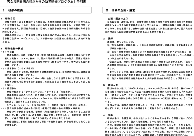 「男女共同参画の視点からの防災研修プログラム」手引書1