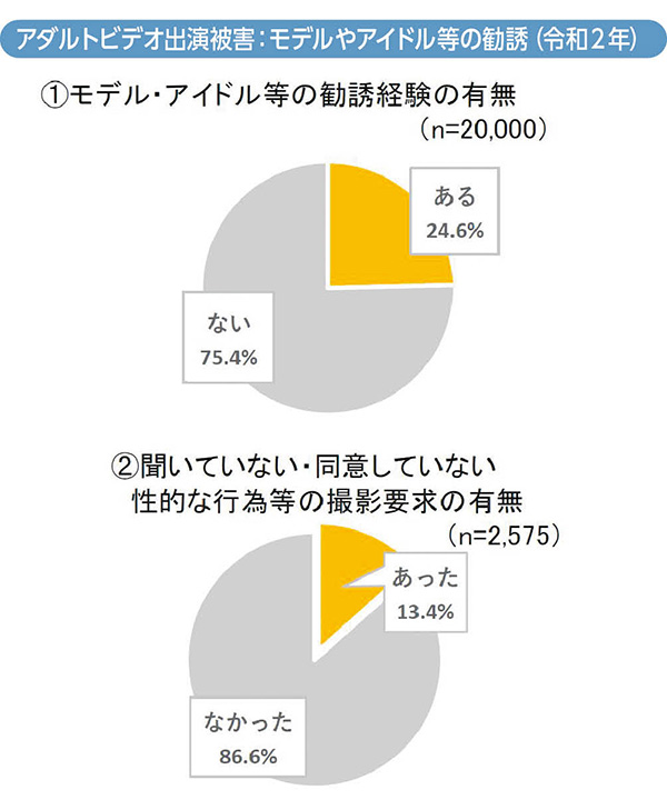 アダルトビデオ出演被害：モデルやアイドル等の勧誘（令和２年）