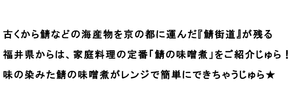 古くから京の都へ海産物を運んだ道が「鯖街道」と称されるほど、鯖は福井県若狭地方を代表する魚！おとう飯で初めての魚料理に挑戦！