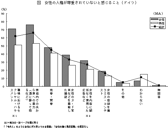 女性の人権が尊重されていないと感じること（ドイツ）